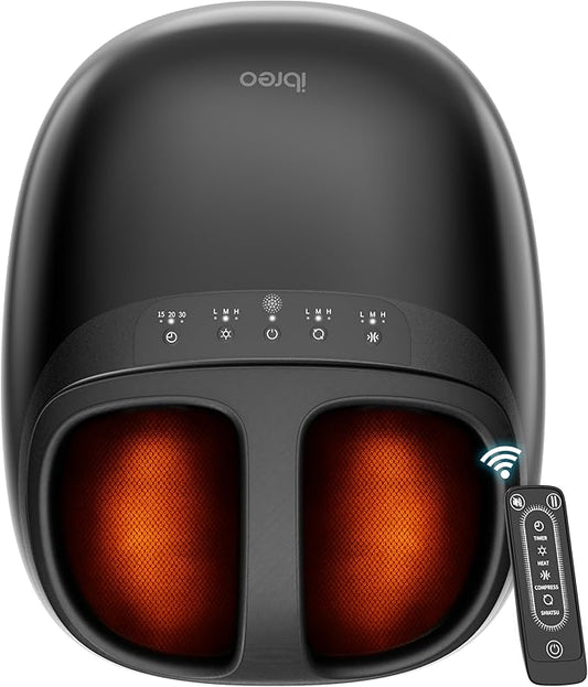 Shiatsu Foot Massager Machine with 3 Levels Heat, Deep Kneading, Air Compression, Remote Control for Plantar Fasciitis, Sore Feet and Pain Relief, Quiet Comfort for Home Office Men Women Size up to 13 - Bloomnest