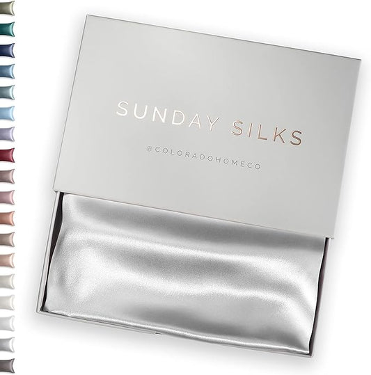 SUNDAYSILKS™ Premium Silk Pillow Cases | 100% Mulberry Silk Pillowcase with Zipper, All Sides Real 22 Momme Grade 6A Silk, Standard Queen, King Size [Pure White] - Bloomnest