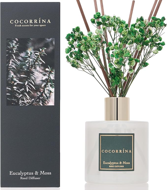 Cocorrína Reed Diffuser Sets- Eucalyptus & Moss Scented Diffuser with Sticks Home Fragrance Reed Diffuser for Bathroom Shelf Decor - Bloomnest