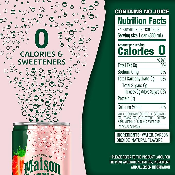 Maison Perrier Forever Strawberry Flavored Sparkling Water, 11.15 Fl Oz Cans, 8 Count, 3 Pack - Bloomnest