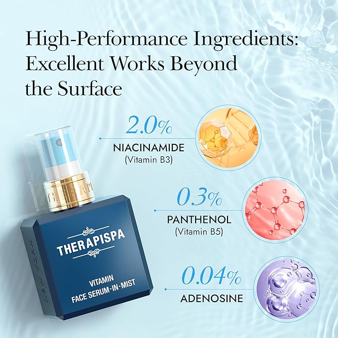 THERAPISPA Face Serum-In-Mist – Hydrating Face Mist & Spray Serum with Niacinamide, Panthenol & Hyaluronic Acid for Firming, Radiant Glow & Youthful Skin (Gold, 2.0 fl oz) - Bloomnest