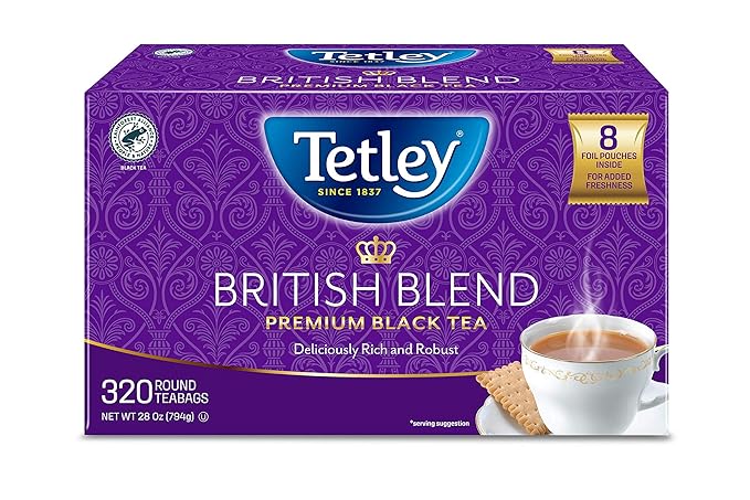 Tetley British Blend Premium Black Tea, 320 Teabags, Rainforest Alliance Certified - Bloomnest