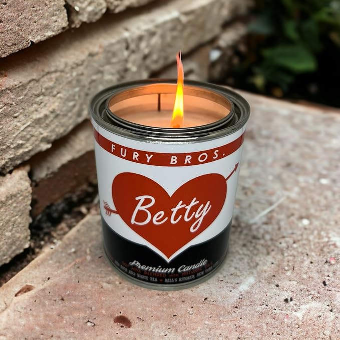 Fury Bros. Scented Candles for Men | Betty | Red Rose & White Tea | Natural Soy Wax | Hand-Poured in The USA | Long 70-80 Hour Burn (12.5 oz) | Vintage-Inspired Tin Design | Dad Home Gift - Bloomnest