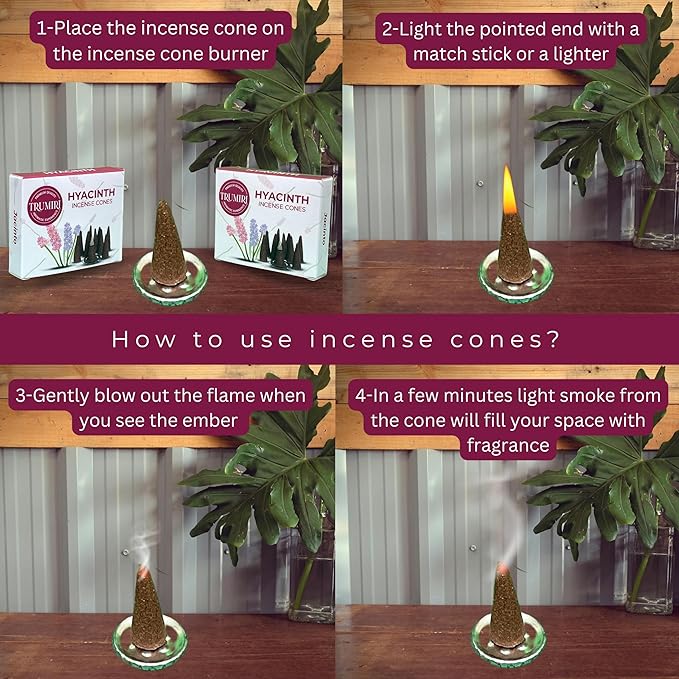 Hyacinth Incense Cones - Total 20 Cone Incense - Dual Pack of 10 Insence Cones - Incense Cones Scented - Cone Incense Scents - Insense Cones - Incent Cone TRUMIRI