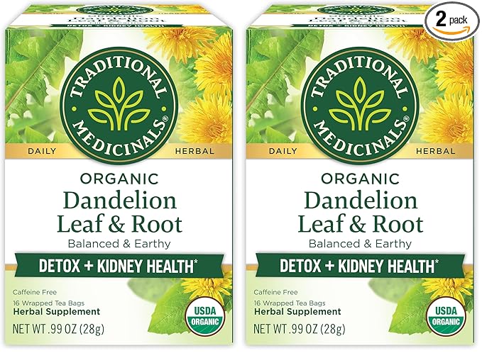 Traditional Medicinals Dandelion Tea, Tea Bags, 16 Count | Organic | Leaf & Root | Pack of 2 | Supports Digestion - Bloomnest