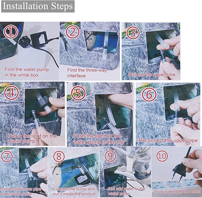 Rockery Fountain Indoor Tabletop Water Fountains Atomizing Humidifier Fountain Desktop Decorations, with LED Light, 110V Waterfall with Rockery Resin Ornament for Home, Office Decoration.