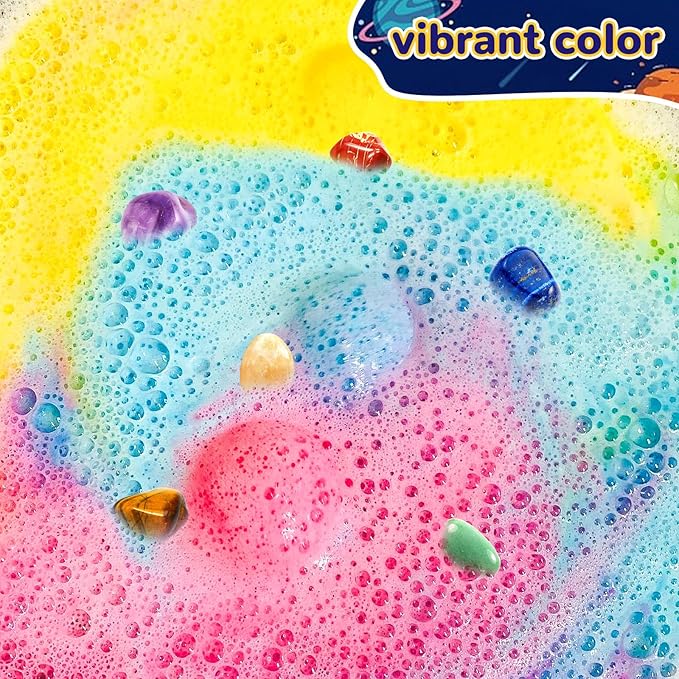 10 Pack Galaxy Bath Bombs for Kids with Surprise Toys Inside Organic Bubble Bath Bombs with Solar System Gemstones Easter Christmas Birthday Gift for Kids Boys Girls - Bloomnest