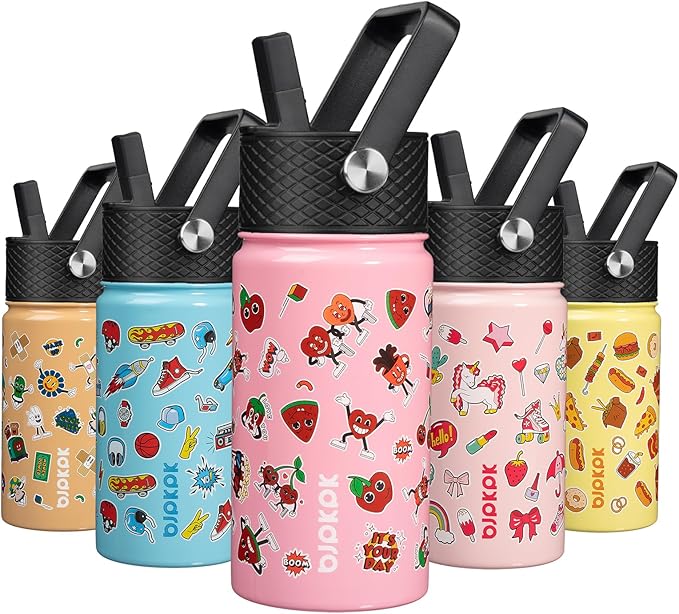 BJPKPK Insulated Water Bottle with Straw Lid, 15oz Stainless Steel Metal Water Bottles, Reusable Leak Proof BPA Free Thermo, Cups, Passionate-Pink - Bloomnest