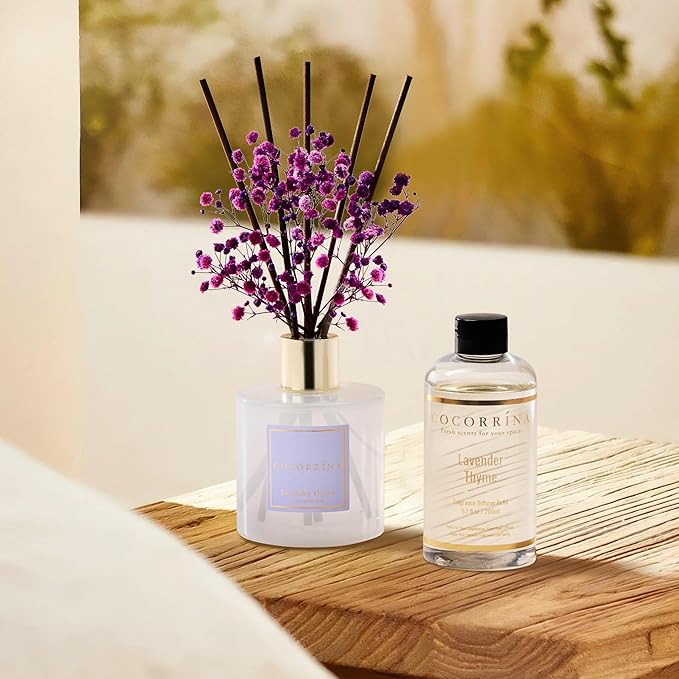COCORRÍNA Refill- Lavender Thyme 6.7 Fl.oz Reed Diffuser Refill with 8 Sticks - Bloomnest