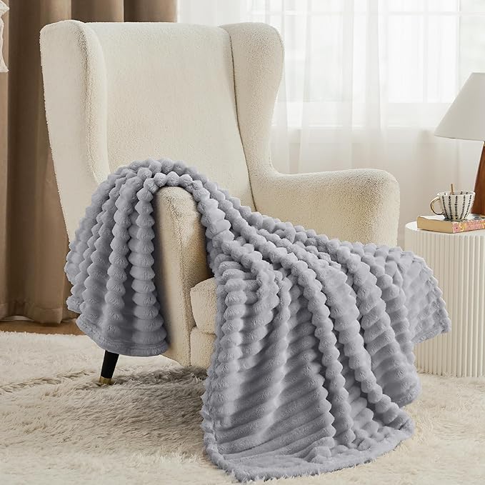 Bedsure GentleSoft Twin XL Blanket for Bed - Cozy Soft Blankets for Women, Cute Large Throws for Girls, Light Grey, 66x90 Inche - Bloomnest