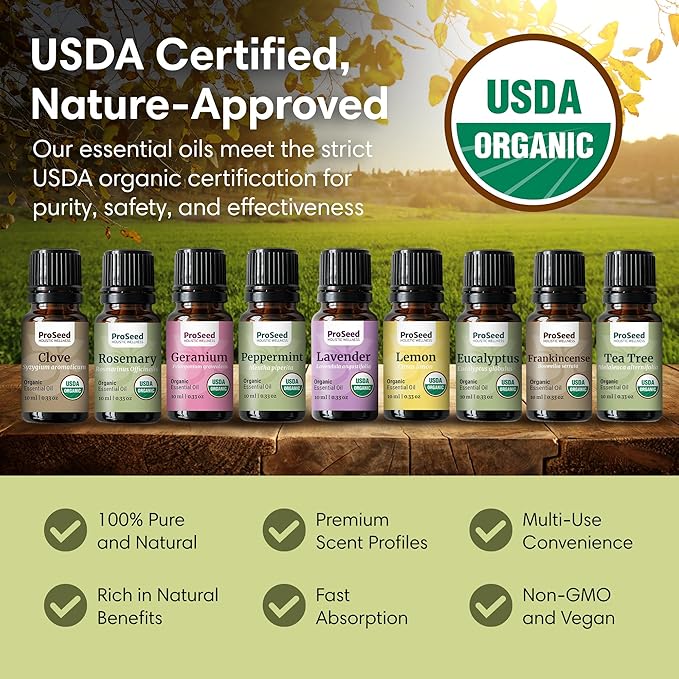 ProSeed Organic Essential Oil – Steam Distilled for Aromatherapy, Calm & Skin Care – Non-GMO, Handmade 10ml (0.33oz) (Frankincense) - Bloomnest
