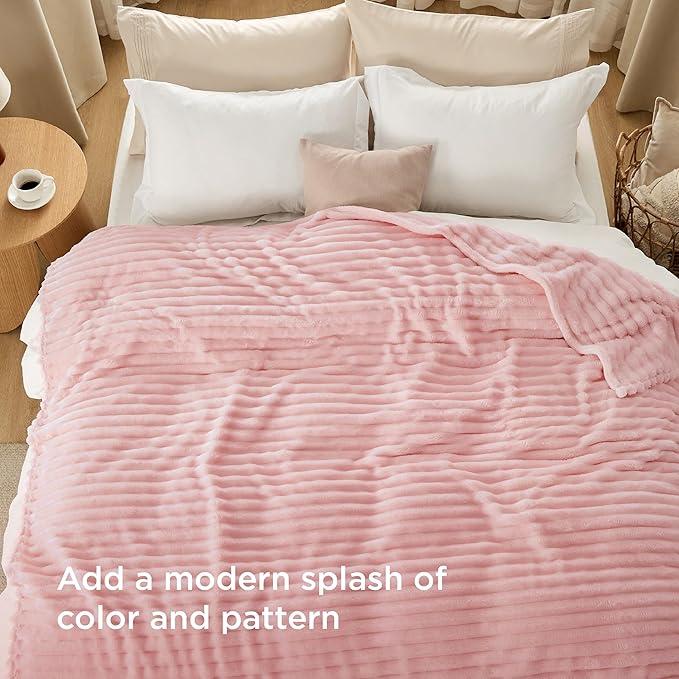 Bedsure GentleSoft Coral Pink Fleece King Blanket for Couch - Super Soft Cozy Blankets for Women, Cute Small Blanket for Girls, 108x90 Inches - Bloomnest