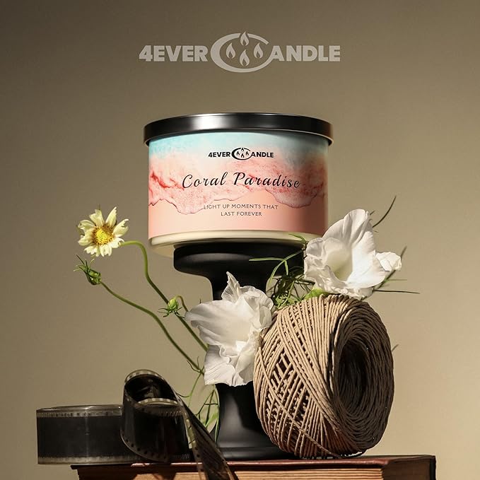 Coral Paradise Scented Candles, 18oz Soy Candles Non Toxic 4-Wick Large Candle Jars, Over 50 Hours of Burning Time, Ideal for Gifting, Events, Home Decor - Bloomnest