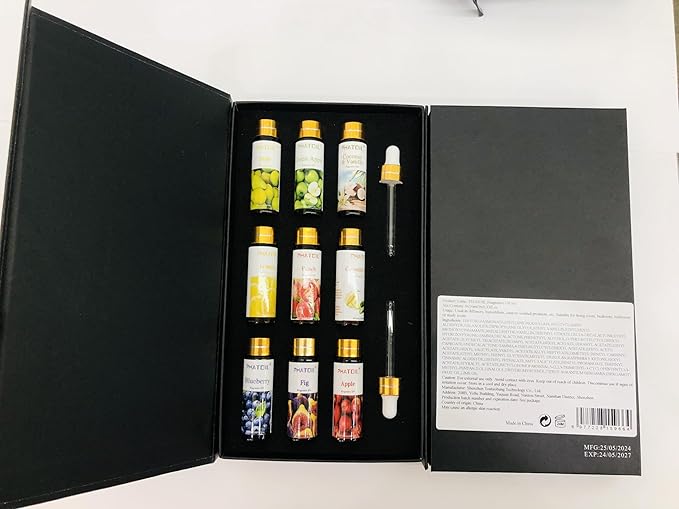 PHATOIL 9PCS Fruit Fragrance Oil Set for Soap Making Diffusers, 10ml/0.33fl.oz Cucumber Melon, Coconut & Vanilla, Peach, Pear, Green Apple, Blueberry, Apple, Fig, Lemon Fragrance Oil Essential Oils - Bloomnest