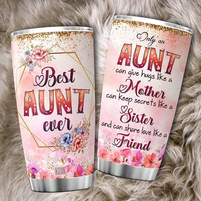 Insulated Tumbler 20oz Only An Aunt Can Give Hugs Like A Mother Gift For Aunts From Niece Aesthetic Floral Print Flower Travel Coffee Mug Sentimental Auntie Cups For Women - Bloomnest