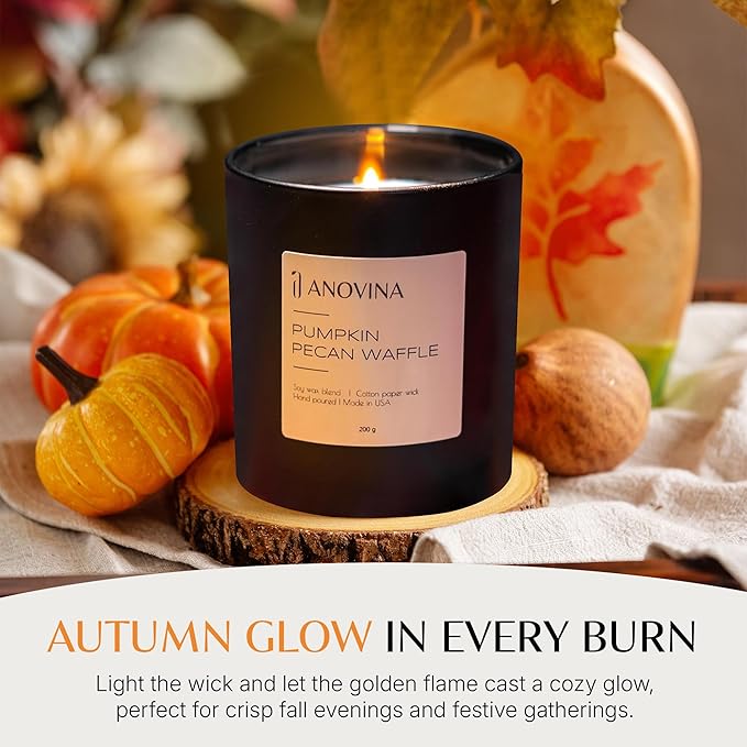 Anovina Pumpkin Candle – Fall Scented Candle with Premium Soy Wax Blend – Cozy Autumn & Holiday Gift Candle for Women and Men - Bloomnest
