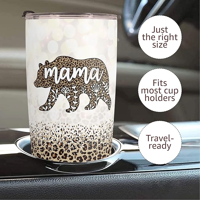 Macorner Mothers Day, Birthday Gifts for Mom Nana From Daughter Son - Christmas Gifts For Women Grandma - Stainless Steel Bear Tumbler 20oz - Bloomnest