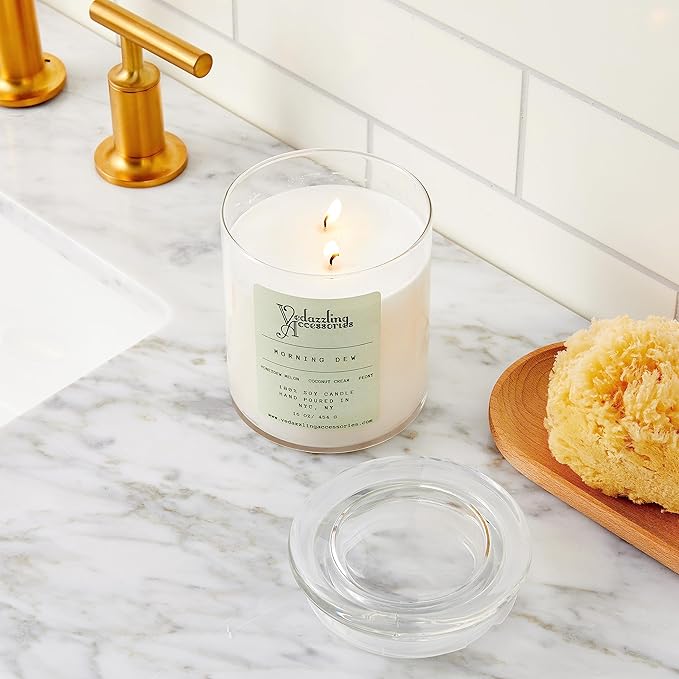 Morning Dew Soy Wax Candle 16 oz - Handpoured in NYC, Dual Wick, 50 Hour Burn Time, Paraffin-Free, Eco-Friendly, Long-Lasting Scent, Home Fragrance - Bloomnest