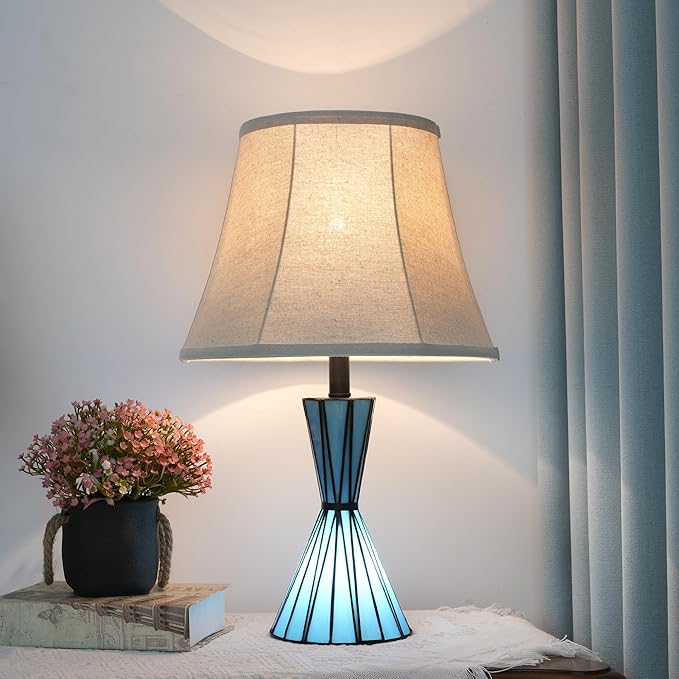 Set of 2 Table Lamps for Bedroom with Stained Glass Night Lights 21'' Bedside Table Lamps with 3-Way Dimmable Desk Lamps for Living Room Home Office - 2 LED Bulbs Included - Bloomnest