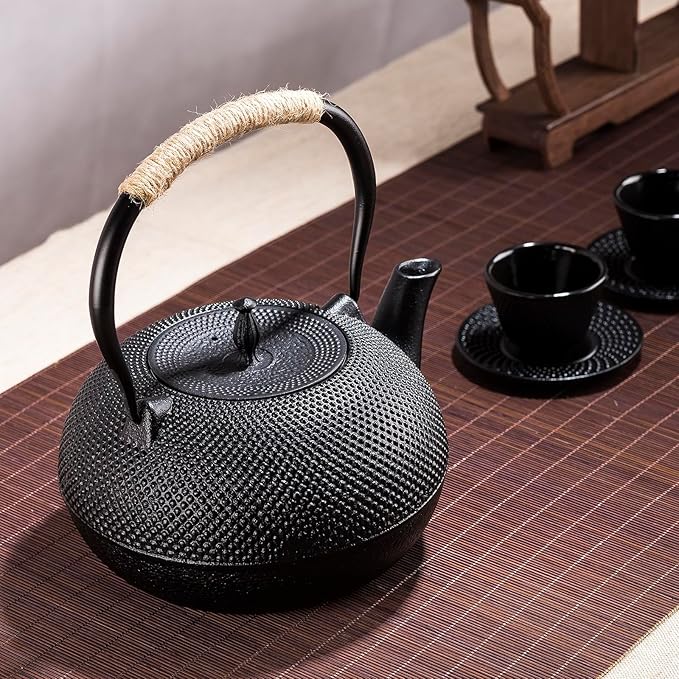 Big Cast Iron Teapot, Japanese Tetsubin Tea Kettle for Stovetop Safe, Cast Iron Tea Pot with Stainless Steel Infuser for Loose Tea and Enameled Interior(1800ml/60.9oz) - Bloomnest