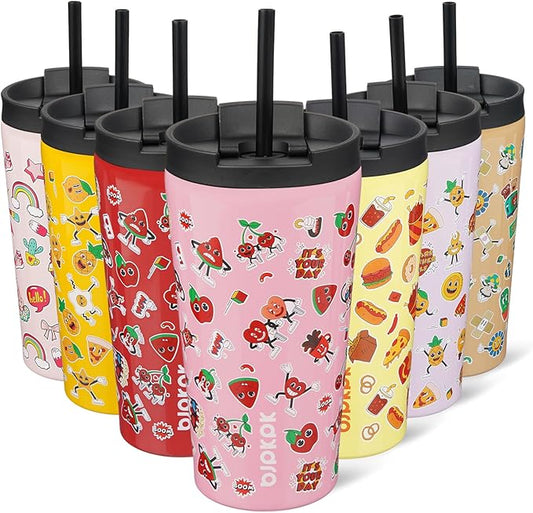 BJPKPK 18oz Stainless Steel Insulated Tumbler With lid And Straw Travel Coffee Thermal Tumblers Cup For Women And Men,Passionate Pink - Bloomnest