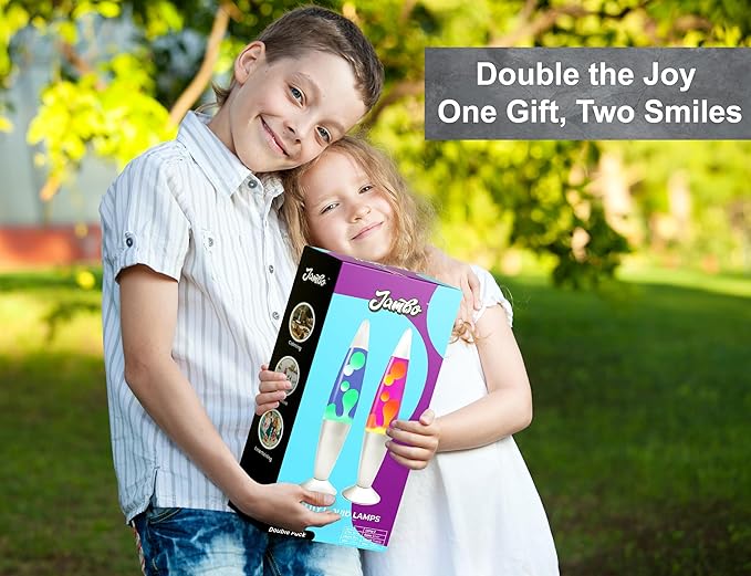 JAMBO 2 Pack- 16" Beautiful Lamp- Blue with Yellow/Green Wax and Purple with Yellow Wax, Relaxing Liquid Lamp, Night Light Nightlight, Lamps for Adults Teens Kid - Bloomnest