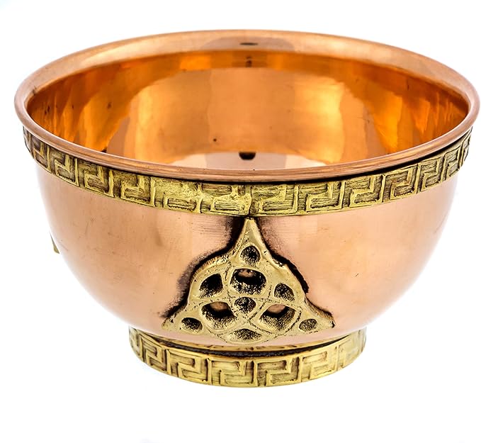 Copper Offering Bowl - Copper Bowl Altar for Ritual Use, Incense Holder, Smudge Kit, Home Decor (Triquetra) - Bloomnest