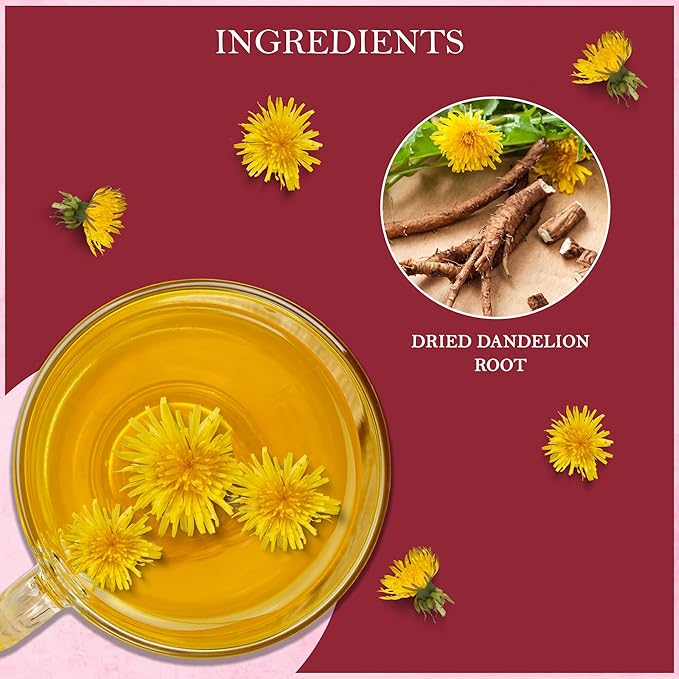Tealeaf & Co. Dandelion Root Tea with Dried Dandelion Root Extract - Pure Herbal Tea Bags Blended with Fresh Herbs - Flavored Herbal Blend - Low Caffeine - Gluten Free - 50 Teabags - Bloomnest