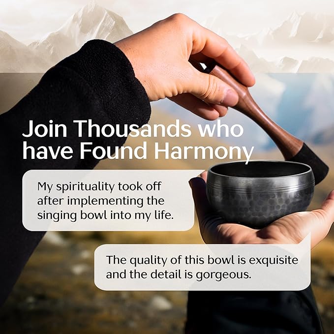 Tibetan Singing Bowl Set – Authentic Plain Design – Sound Bowl & Meditation Bowl with Cushion, Mallet & Guide – Ancient Tibetan Meditation Bowl for Therapy – Spiritual Decor Enhancements - Bloomnest