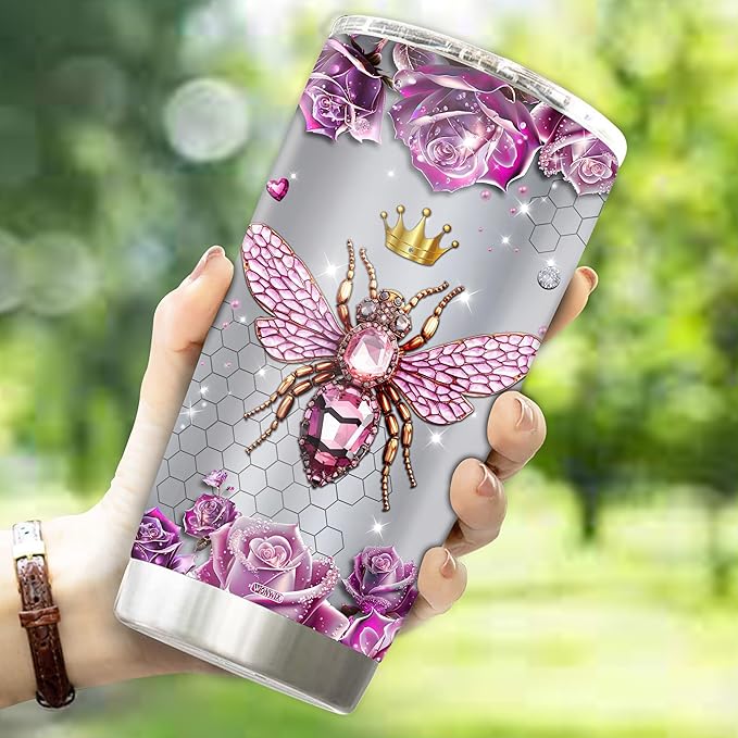 Personalized Queen Bee Gifts for Women Insulated 20oz Stainless Steel Gift for Girls, Wife, Daughter Bee Lovers, Water Bottle, Travel Cups Tumblers Christmas Birthday Mother's Day Valentine - Bloomnest