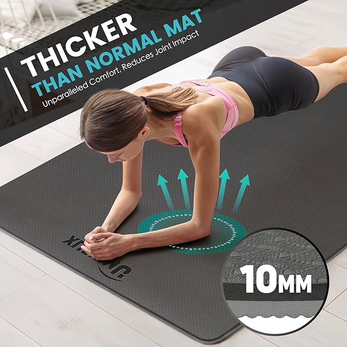 UMINEUX Large Yoga Mat for Men and Women 1/4 & 2/5 Inch Extra Thick TPE Fitness Mat for Home Gym Workout, Non-Slip, Eco Friendly Exercise Mat for Yoga, Pilates, Stretching, Meditation