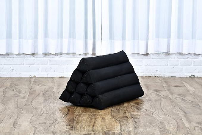 Leewadee Triangle Cushion – Comfortable Backrest for TV or Reading, Incline Pillow for Relaxing Made of Kapok, 20 x 13 x 13 inches, Black - Bloomnest