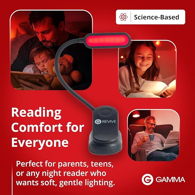 Revive - 670nm Red Reading Light by Gamma - Sleep Therapy - Melatonin Promoting Natural Sleep Aid - Bloomnest