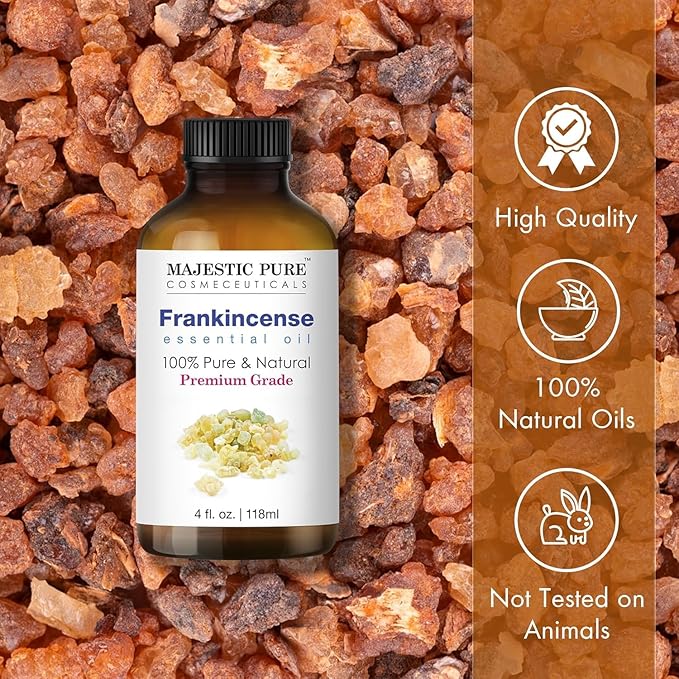 Majestic Pure Essential Oil with Glass Dropper - 100% Pure and Natural - Essential Oils for Diffuser, Aromatherapy, Soap and Candle Making, Frankincense Essential Oil, Frankincense Oil, 4FlOz Pack of2 - Bloomnest