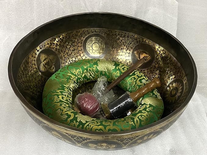 21 Inch Diameter Extra Large Standing Singing Bowl - Foot Carved Singing Bowls - Sound Therapy -Meditation -Yoga Session - Big Healing Bowls - Bloomnest