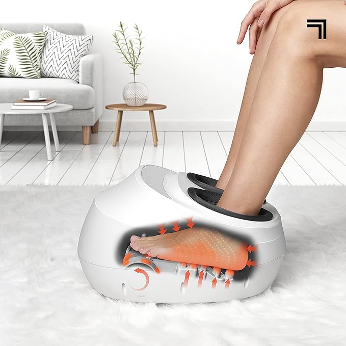 Sharper Image Shiatsu Foot Massager with Heat & Air Compression – Deep Kneading Rollers & Washable Cover| Relief for Heels, Balls, Arch| Electric Feet Massager| Masajeador| Massage Tool| Mens Size 12 - Bloomnest