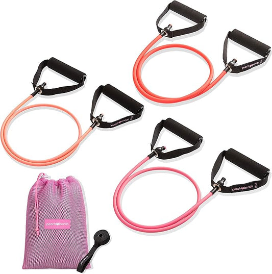 Peach Bands Resistance Tube Bands Set - Exercise Bands with Handles, Door Anchor and Workout Guide - Bloomnest