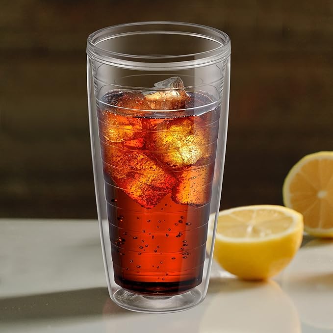 Amazing Abby - Alaska - 24-Ounce Insulated Plastic Tumblers (Set of 4), Double-Wall Plastic Drinking Glasses, All-Clear Reusable Plastic Cups, BPA-Free, Shatter-Proof, Dishwasher-Safe - Bloomnest