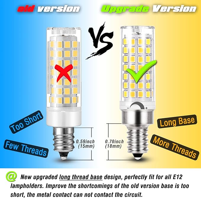 ALIDE E12 Kx-2000 60W C7 Dimmable Led Candelabra Bulbs Equivalent, 4000K Natural White T6 110V 120V Small Base E12 LED Bulbs 6W for Ceiling Fan Salt Lamp Chandelier Lighting,600lm,8Pack - Bloomnest