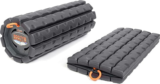Brazyn Morph Foam Roller (Bravo-Midnight) Collapsible Travel Foam Roller for Pain Relief, Workout Muscle Recovery, Back Massager, Deep Tissue Leg Massage, Back Cracker, Stretcher; Small, Portable