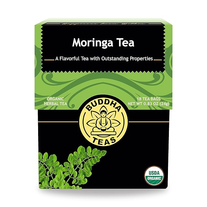 Buddha Teas - Moringa Tea - Herbal Tea - Source of Essential Vitamins & Minerals - Natural Ingredients - Caffeine Free - OU Kosher - 18 Tea Bags (Pack of 1) - Bloomnest