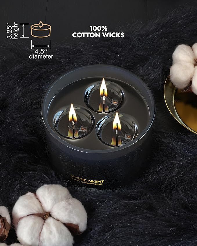 96NORTH Luxury Black Candle | Large 3-Wick Jar Candle | Up to 40 Hours Burning Time | 100% Natural Soy Wax | Relaxing Aromatherapy Aesthetic Candle | Housewarming Gift for Men and Women - Bloomnest
