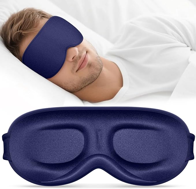 Sleep Mask for Men Women - 100% Blackout Eye Masks for Sleep - 3D Soft Sleeping Mask for Side Sleepers - Zero Pressure Lash Extensions Eye Cover Shade for Airplane Travel Essentials, Blue - Bloomnest