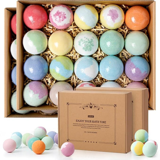 Bath Bombs Set, 40 pcs Natural Shea Butter & Safe Oil Bath Bomb for Skin Moisturizing, Handmade Bubble Bath & Fizzy, Ideal Presents for Women (2 Sets) - Bloomnest