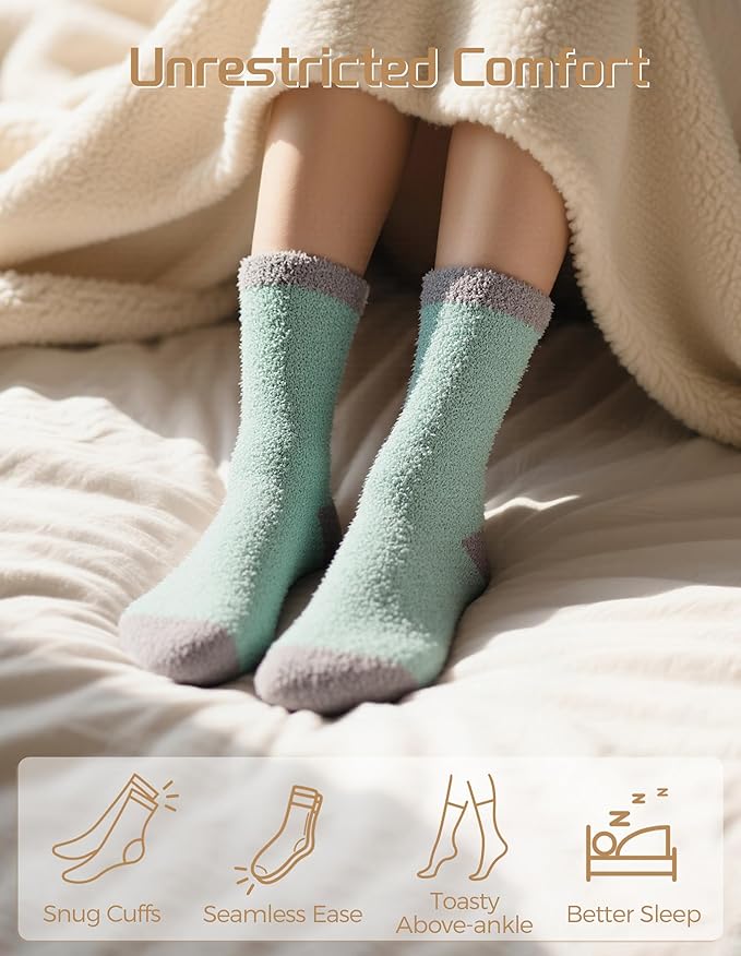 TEHOOK Warm & Cozy Valentines Gifts for Women, Fluffy Fuzzy Plush Sleeping Slipper Socks - Soft Warm Fabric - Bloomnest