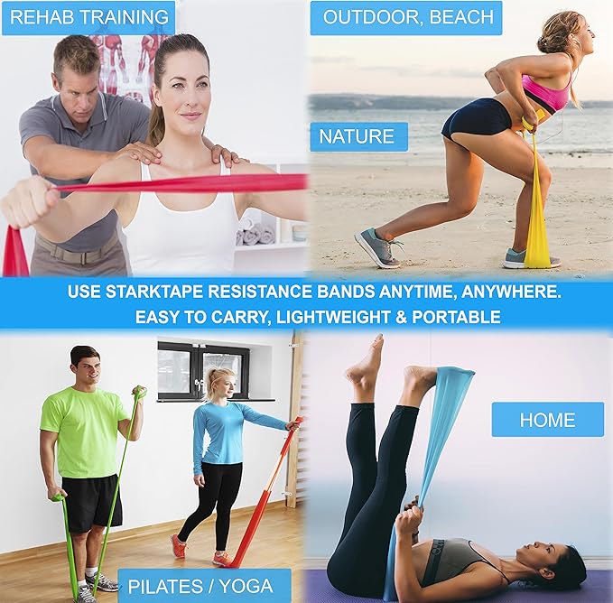 Resistance Bands. Elastic Professional Physical Therapy Latex Band. - Perfect for Home Exercise, Yoga, Pilates, Gym, Rehab, Workout - Bloomnest