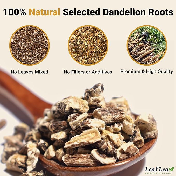 LeafLea 80 Dandelion Tea Bags, All Natural and Pure Dandelion Root Tea, Supports Digestion & Immune Health, Individually Wrapped Tea Bags, Caffeine-Free, Vegan, No Sugar, Gluten-Free, Non-GMO, 2 Pack - Bloomnest