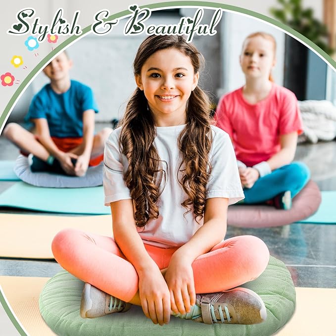Jerify Round Floor Pillows Cushions 22 x 22 Inch Large Flexible Seating Cushion Classroom Furniture Floor Pillow for Home Daycare Preschool Yoga Meditation Gift (Pastel,6 Pcs) - Bloomnest