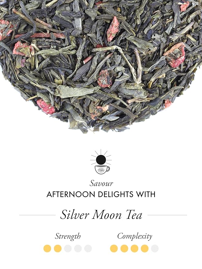 TWG Tea | Silver Moon Tea | Green Tea | Grand Berry & Vanilla | 15 Hand Sewn Cotton Tea Bags | Gift Set - Bloomnest