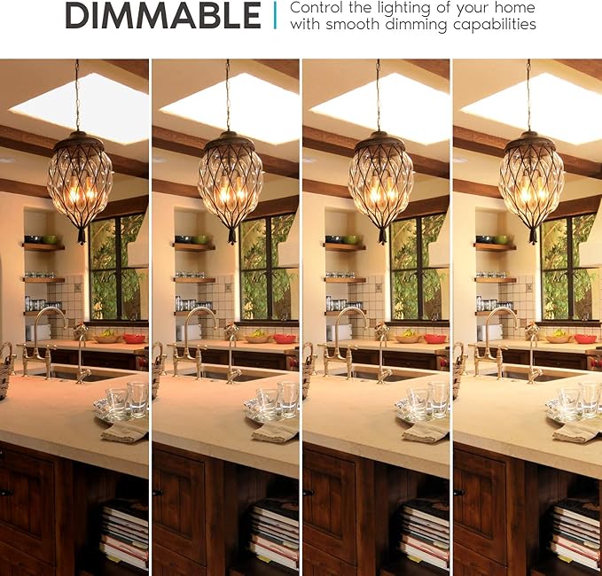 LUXRITE 4W Vintage Candelabra LED Bulbs Dimmable, 400 Lumens, 2700K Warm White, LED Chandelier Light Bulbs 40W Equivalent, Clear Glass, Filament Candle Bulb, UL Listed, E12 Base (6 Pack) - Bloomnest